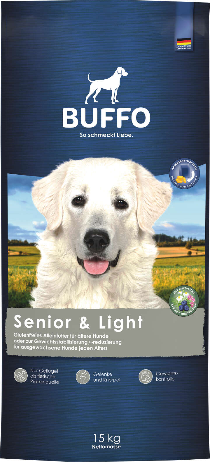 BUFFO Hunde-Trockenfutter Senior Light